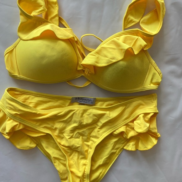 MARINA Yellow Ruffle Bikini Set - Picture 1 of 6